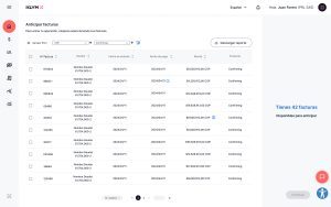 *Si anticipas facturas de varias empresas, usa los filtros para que busques el deudor, monto de la factura, fecha de emisión, etc.